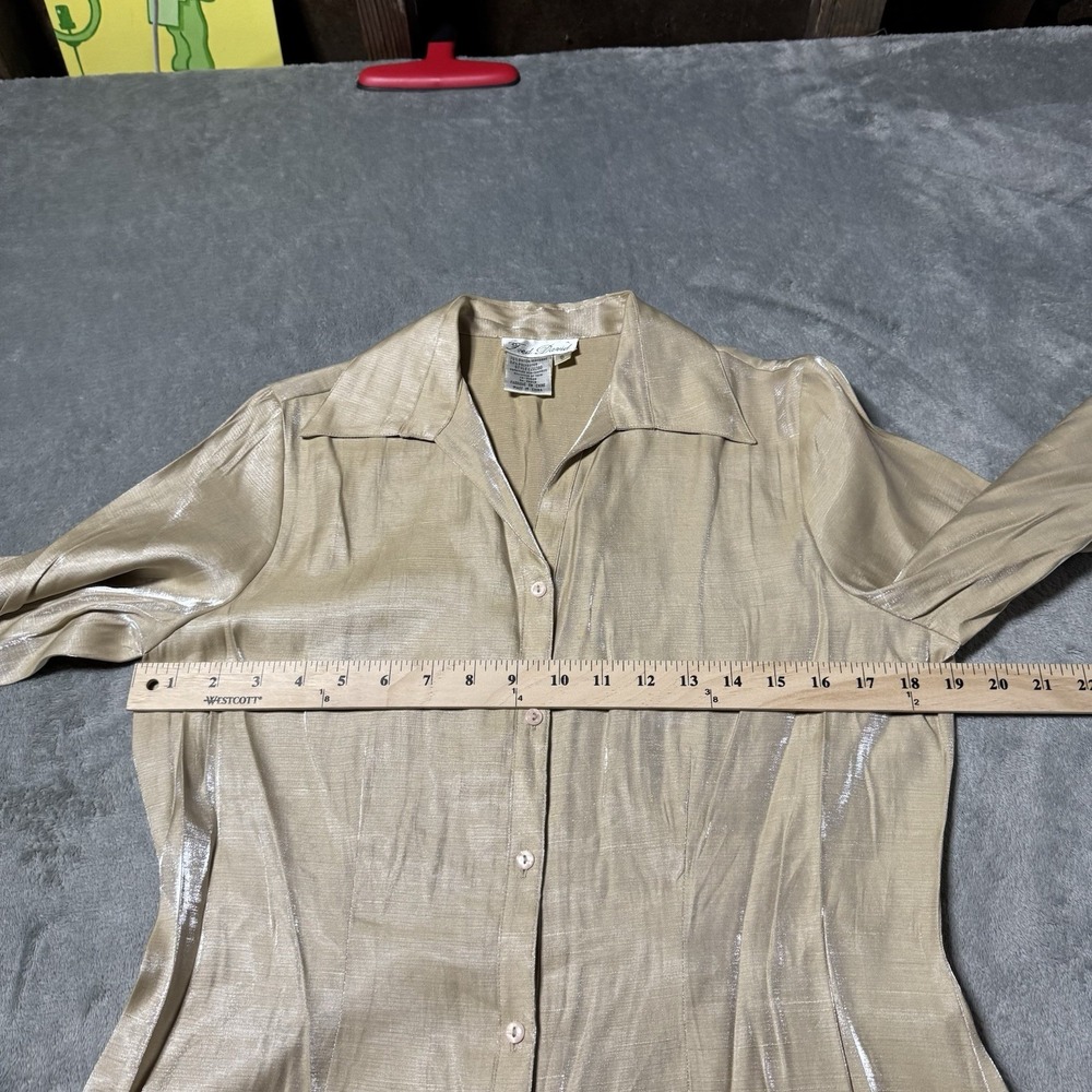 VTG 90s Fred David Gold Satin Button Top Womens Size S Preppy Whimsy‎ - Picture 7 of 9